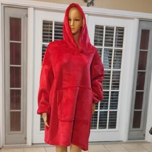 Brand New OVERSIZE Red Hooded Blanket Sweatshirt